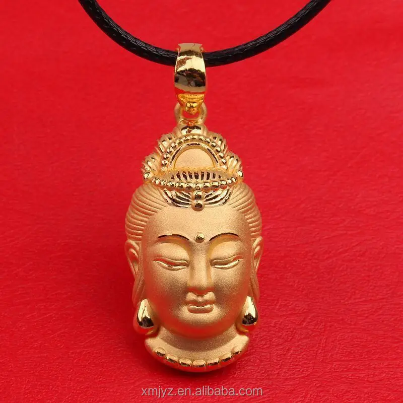 

Brass Gold-Plated Avalokitesvara Buddha Head Alluvial Gold Hollow Mazu Pendant Necklace Pray For Peace Pendant For Men And Women