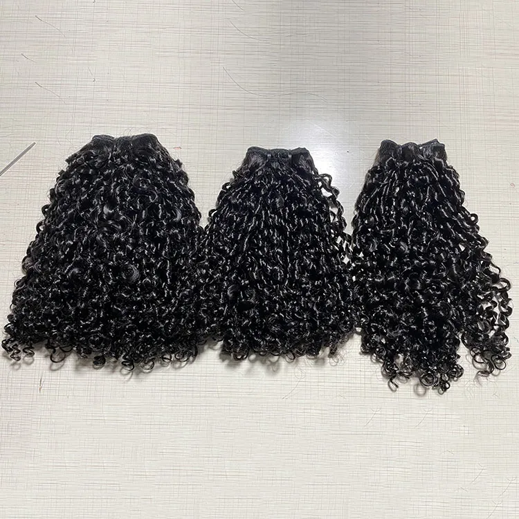 Raw Super Dourble Drawn Pixie Curly Bundles  Vietnamese Human  Hair Extensions Different Color