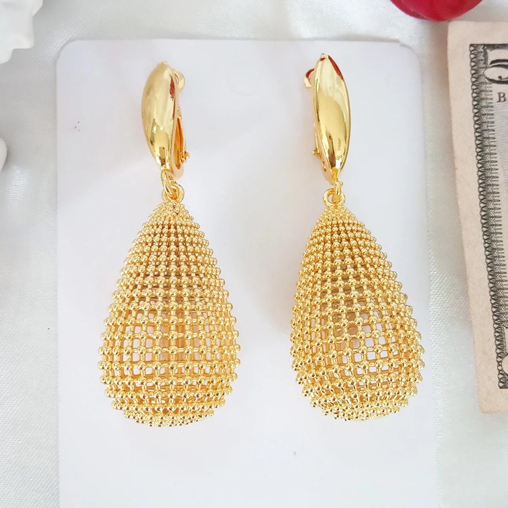 

Drops Dangle Earrings Trendy Cubic Zircon Wedding Engagement Party gold earrings for women E415