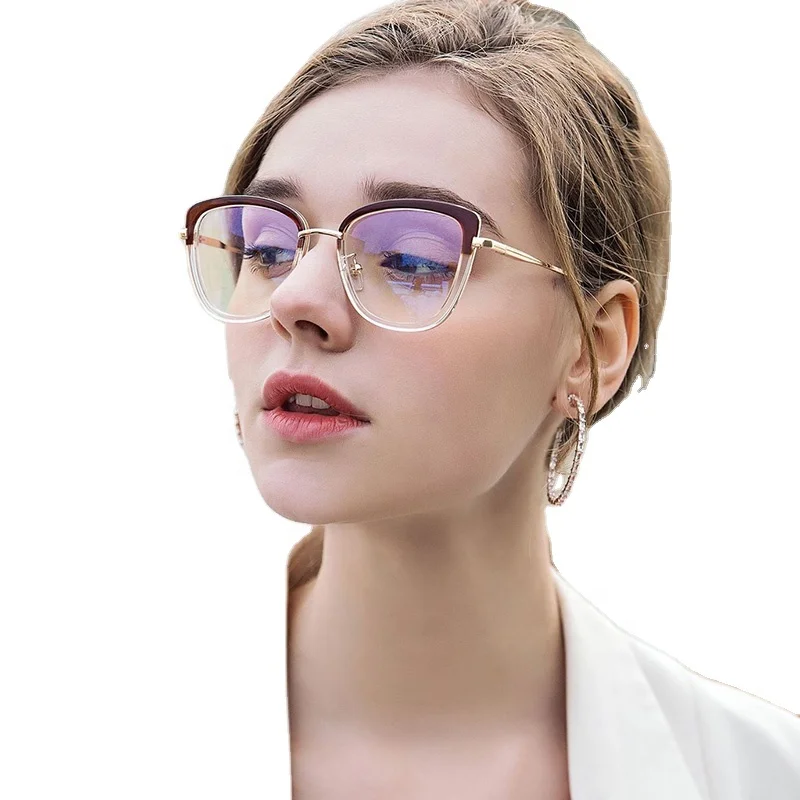 

Bulk buy new Italian designer non prescription lens tr90 rimmed metal optical frame blue light blocking computer reading glasses