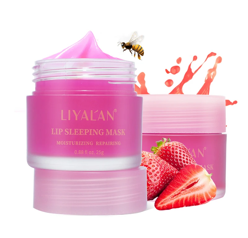 

OEM vegan organic crystal collagen hydrating pink sleeping lip mask private label