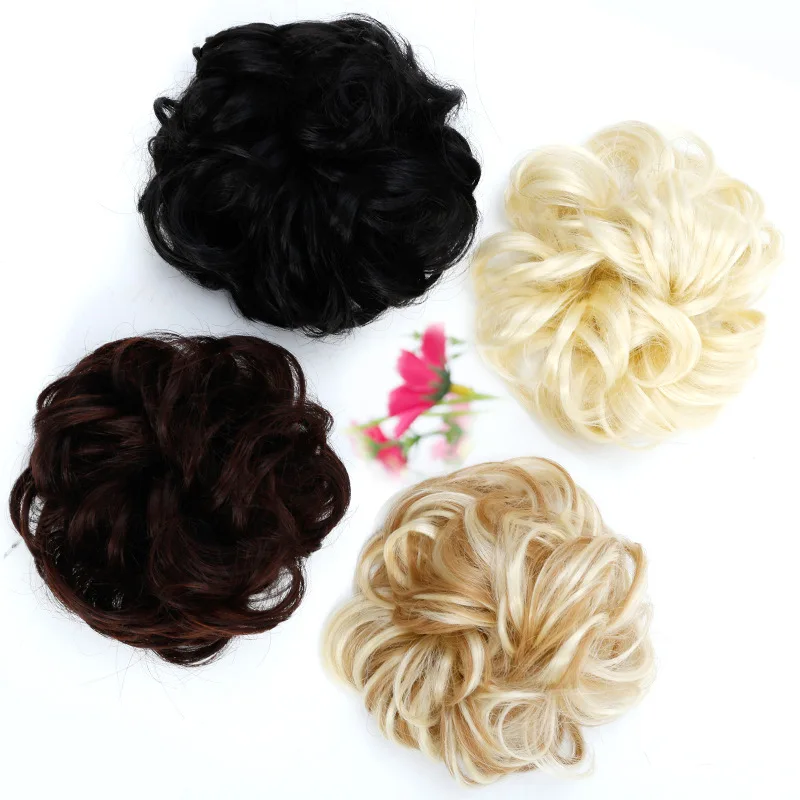 

Hair Bun Elastic Scrunchie Women hairstyle Curly chignon Synthetic hairstyle Curly chignon Messy Bun Hair Piece, Multi-color