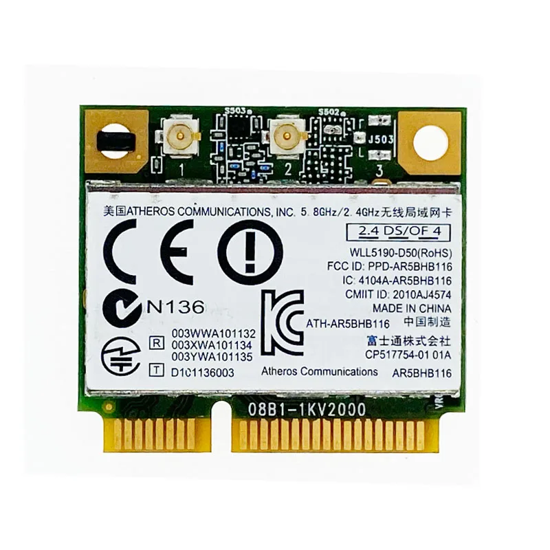 

Atheros AR9382 AR5BHB116 Half Mini PCI Express Wireless WLAN WIFI Card 2.4G PCI-E WiFi Network Card For Win 7/8/8.1/10/Linux