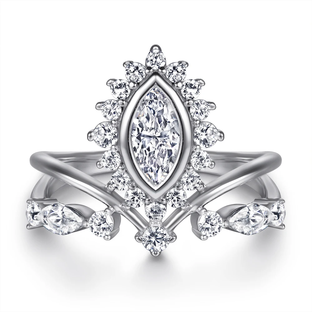 

18K White Plated Silver Wedding Ring Women Jewelry Eternity Baguette Cubic Zirconia Finger Ring