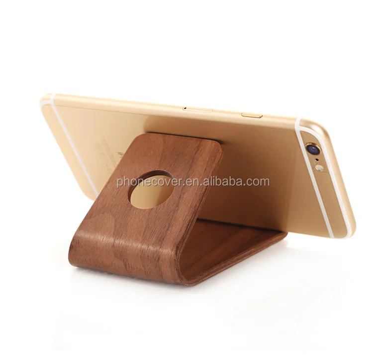 

Simple Bamboo Wood Phone Holder Wooden Speaker, Wood grain color