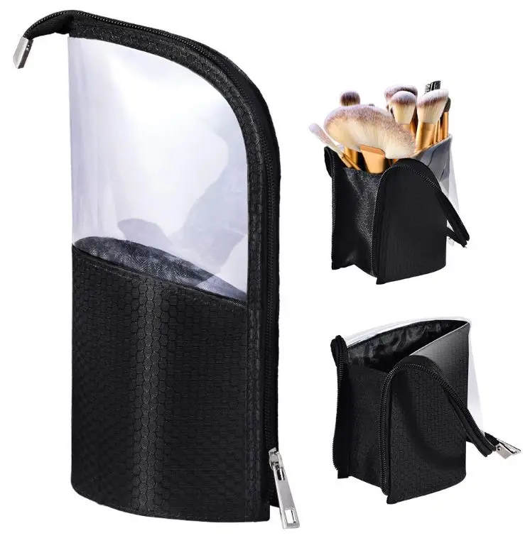 

Smart Transparent Pvc School Pencil Case Stand Up Makeup Brush Holder Organizer