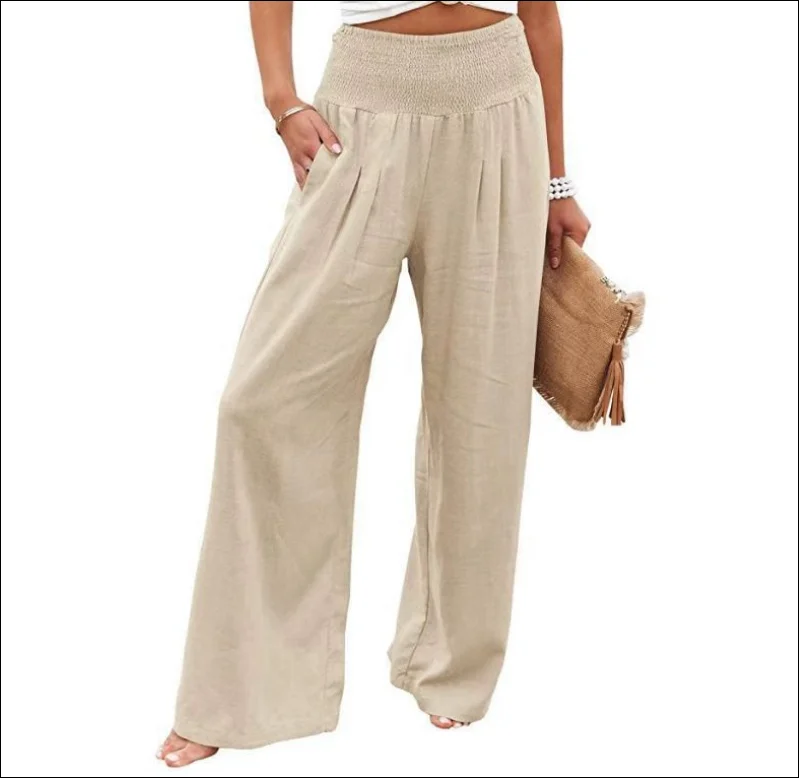 

S-3XL Women's casual pants Casual style cotton distressed mid rise pants Spring/Summer Wide Leg Pants