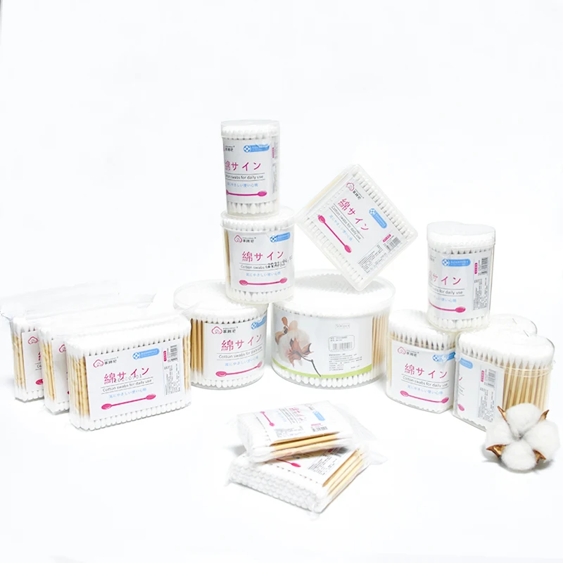 

Hot Sale Multi-Use Cotton Swab Paper Qtips Cotton Swabs, White tip + bamboo stick