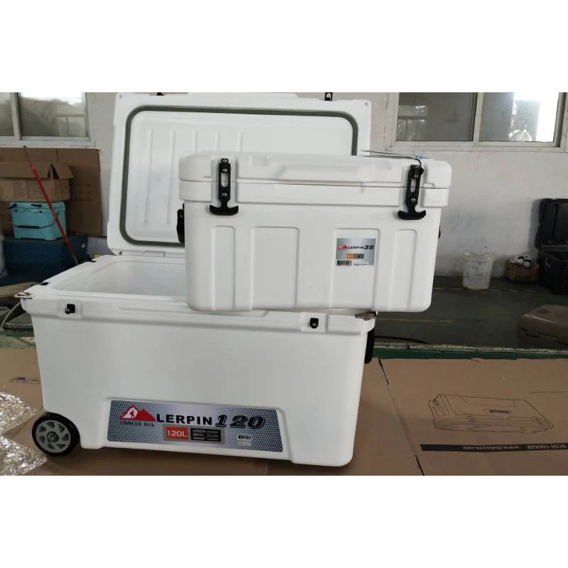 

120L Large roto mold cooler box fish,cooler and ice box with rope handle and wheels