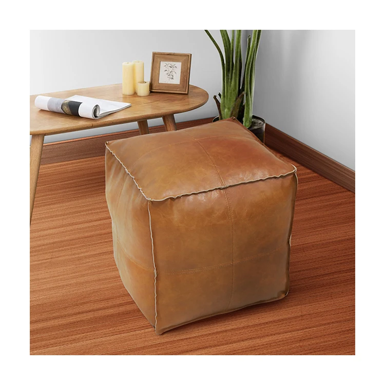 

OUGUANGXUAN dropshipping products poufs Modern Bean Bag Inflatable Leather Pouf Cover Moroccan poef pouf ottoman