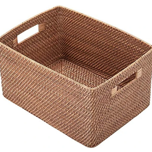 

handmade cotton rope burlap coiled blue small size bath products bamboo storage basket, Clear