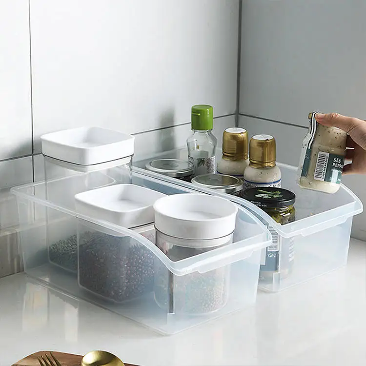 

Clear Refrigerator Pantry Bpa Free Fridge Organizer Bins Household Plastic Food Storage Basket for Kitchen, White