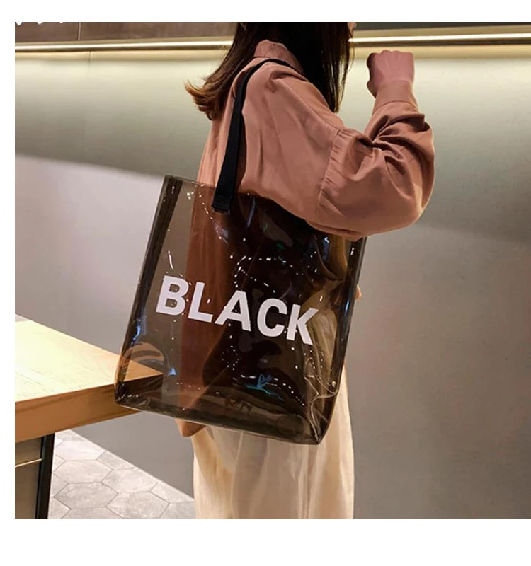 

custom Korean fashion letter printed tote bag newest style Transparent jelly bag