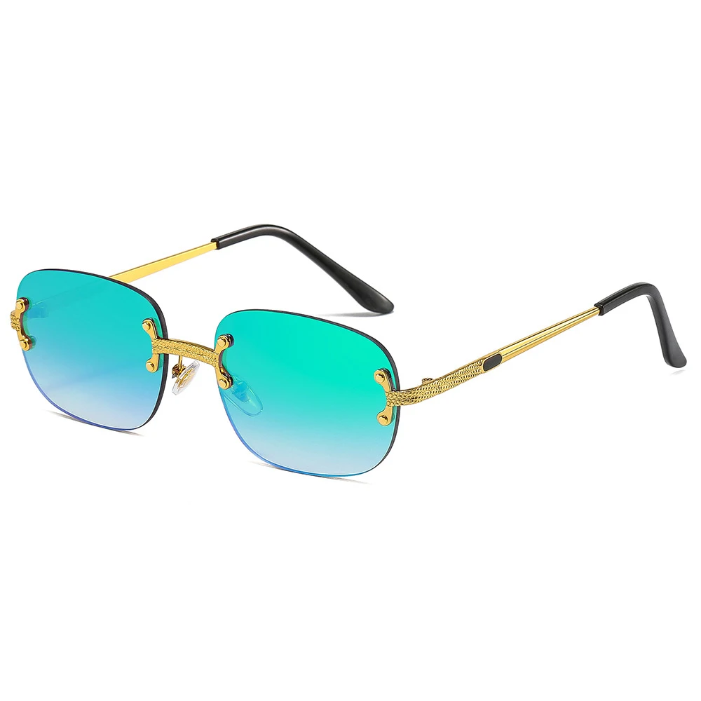 

Hot Sale Fashion Design Custom Logo Famous Brand Rimless Square Designer Sunglasses Men 2021