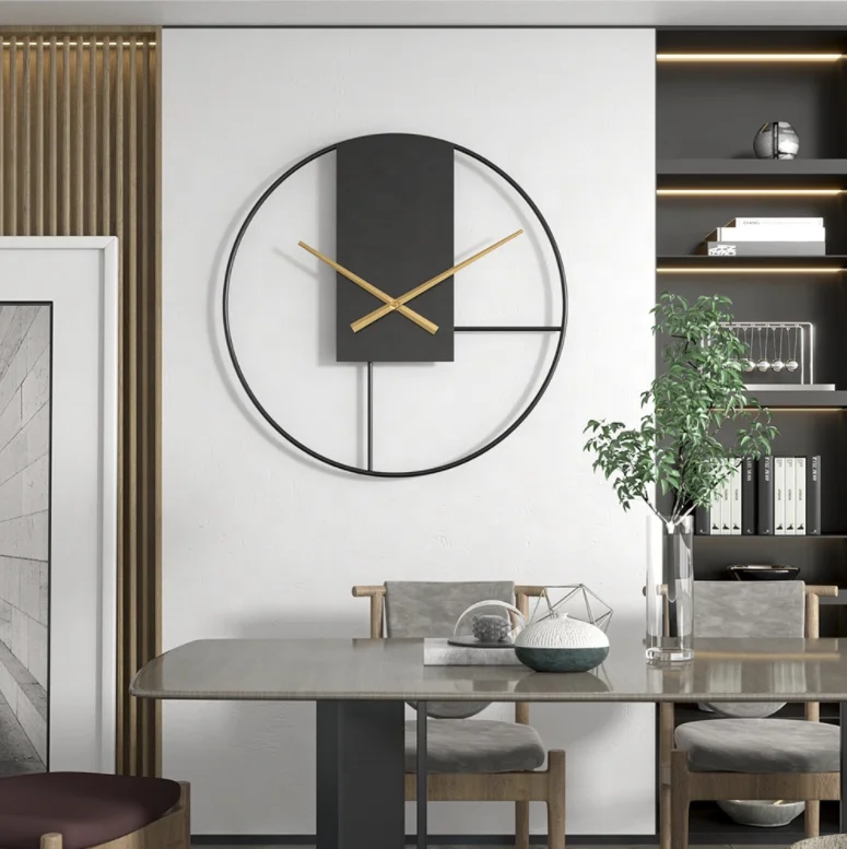 

20inch 50cm Round Minimalism 3D Non-Ticking Silent Quartz Clocks Wrought Hollow Mute with Modern Oversized Decorative