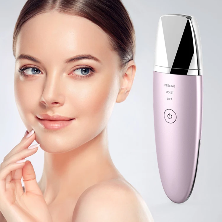 

Portable electric facial dead skin peeling machine professional sonic face cleaning spatula ultrasonic skin scrubber, Pink