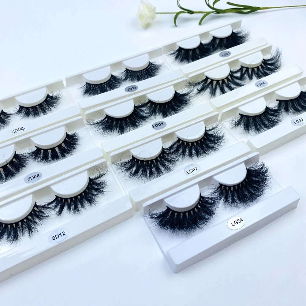 

Hot selling Private Labe 25mm mink eyelashes wholsale 5d with packaging, Black