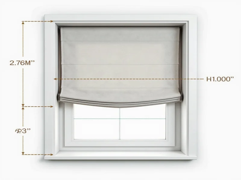 DIY roman shade measurement diagram showing width and height points