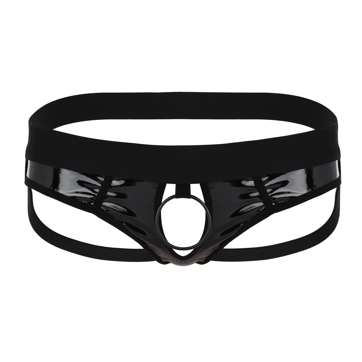 Mens Briefs Faux Leather Hollow Out Jockstrap Sexy G String Low Rise Thong Black Red Men Sexy