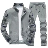 

Custom Sublimation Men Sweatsuit Grey Jogging Suits Long Zipper Running Wear Custom Mens Tracksuit