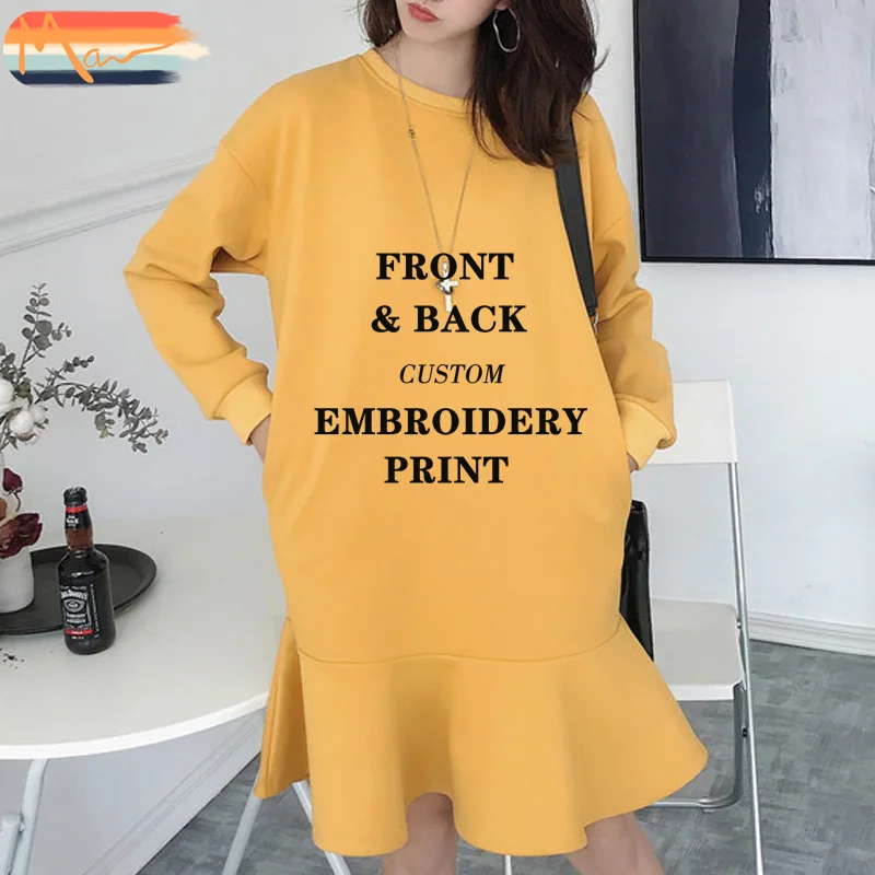 

Maxnegio wholesale streetwear clothing sweatshirt long Pullover sweatshirt dress