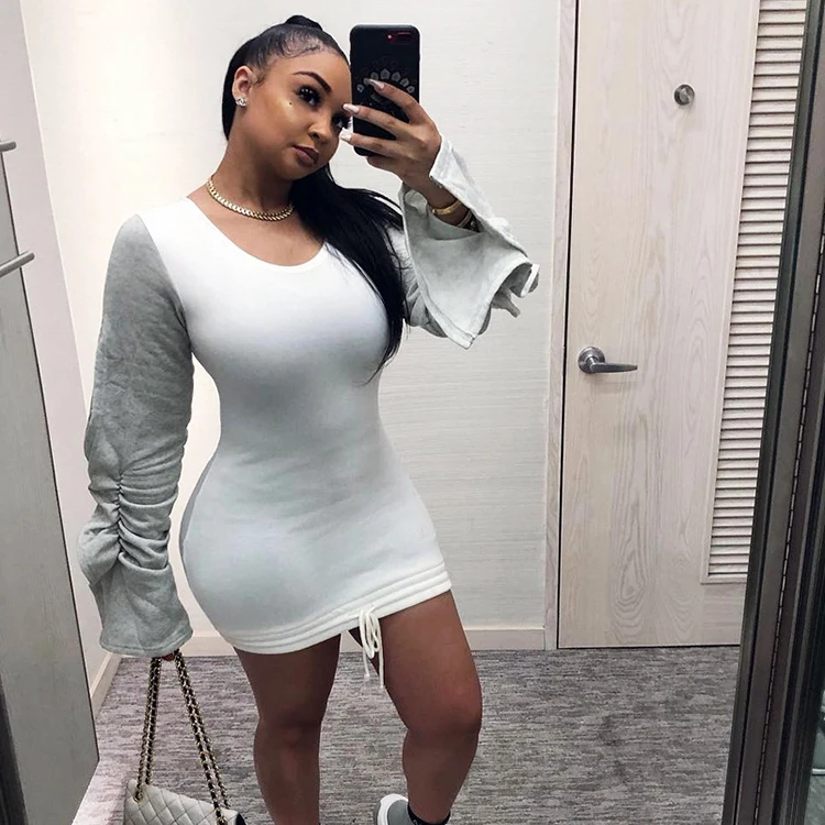 Fashion Contrast Color Stringy Selvedge Plus Size Womens One Piece Dresses