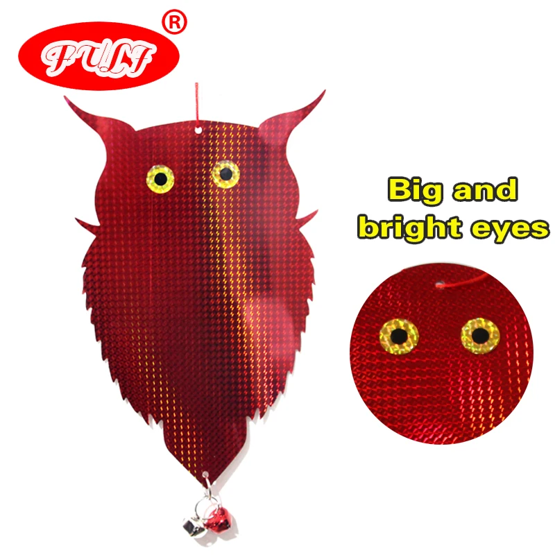 

Hot sell garden scare owl to scare birds away, Red and silver