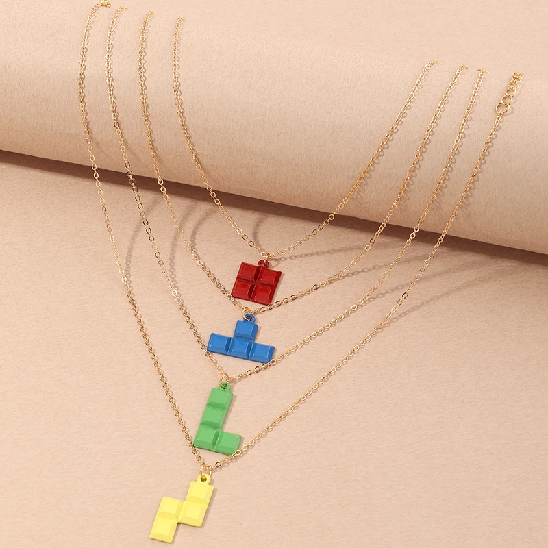 

Hip Hip New Design Colorful Necklace Tetris Necklace Jewelry Collection Set
