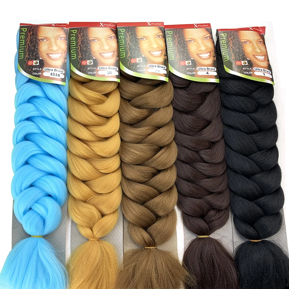 

Wholesale jumbo hair braid 82inch pre stretched cheap private label crochet synthetic braiding hair extension