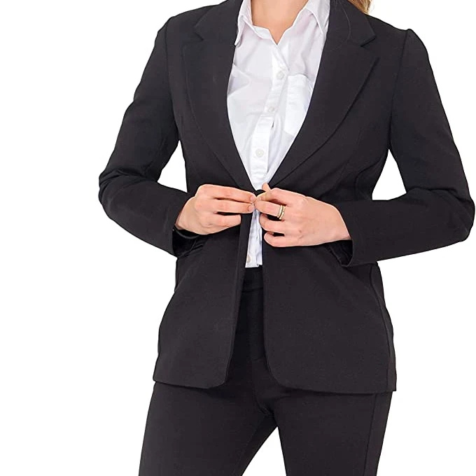 

Free Shipping 2021 2021 Spring Autumn New Pattern Women's Business Blazer Pant Suit Set for Work Ladies Suits, Black