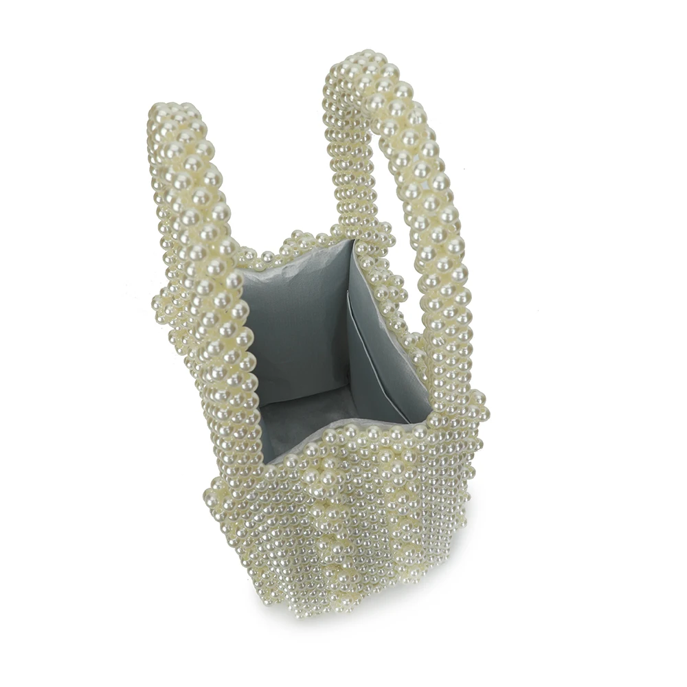 
Fashion Elegant Shrimps Cream Faux Pearl Bag Women Fashion Bag Ladies Handbag Beaded Evening Bag for Women 