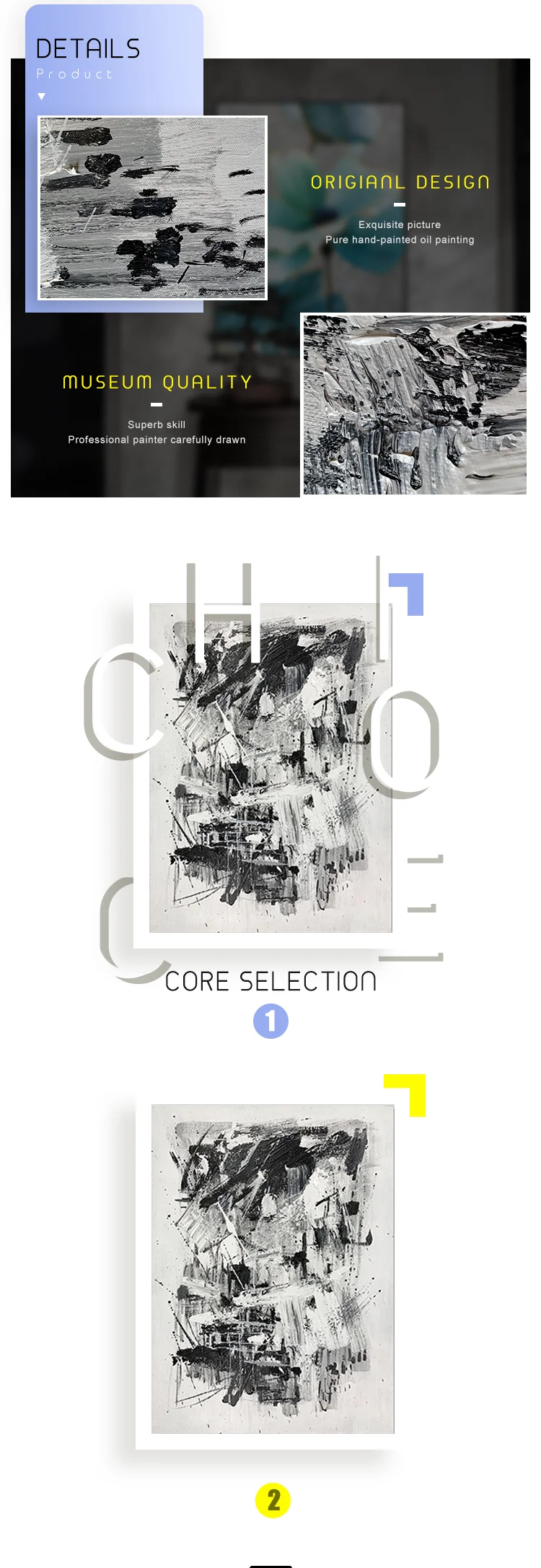 Newest Handmade Thickness Canvas Oil Painting Modern Abstract Frame