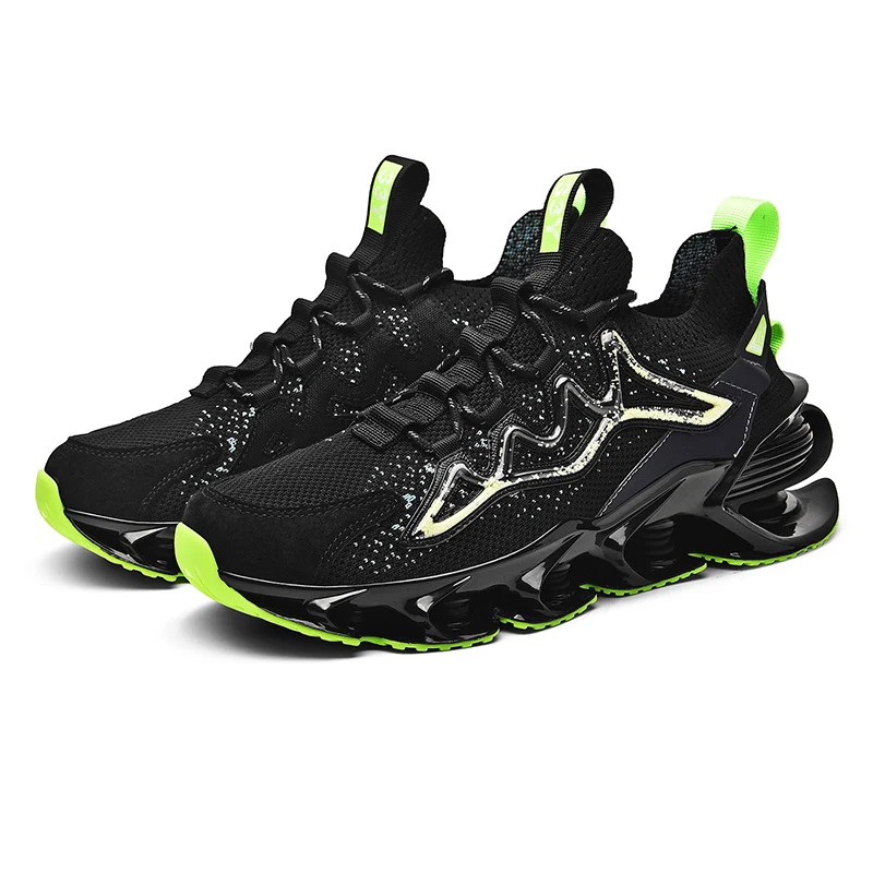

2021 New style Amazon top Breathable Blade jogging sport shoes men casual Basketball Shoes Shock Absorption Soft-soled Sneakers, Black