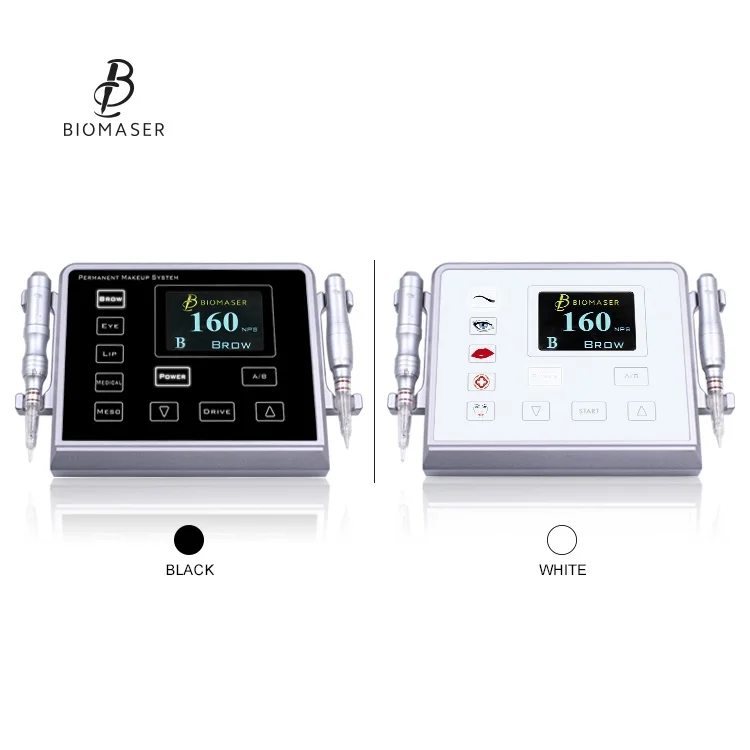 

Biomaser Tattoo Semi Permanent Makeup Device PMU Machine for Lips Eyebrows and skin care, Black/white/oem color panel