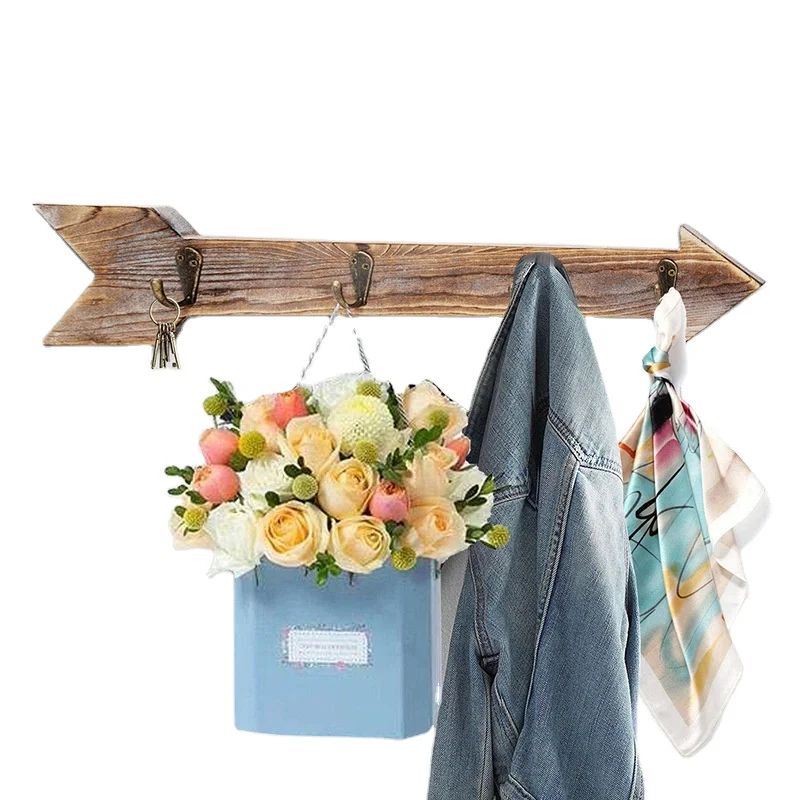 

solid wood floating shelf with metal hook