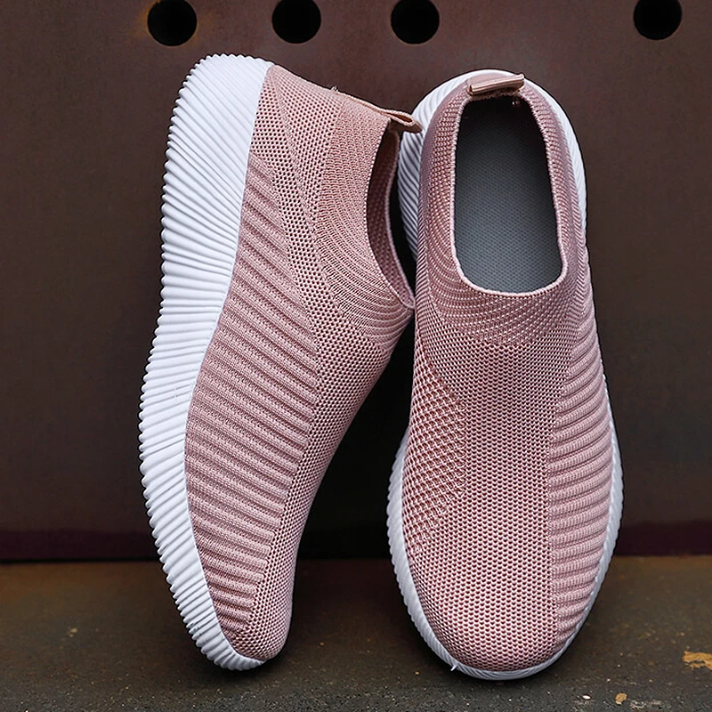 

Fashion Sneakers Custom Walking Style Shoes Women's Casual Shoes Solid Color Slip-On Vulcanized Shoes Women Loafers Plus Size 43