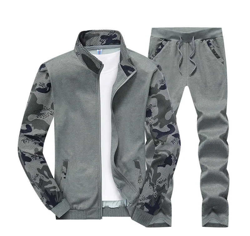 

Plus-size Running Suit Men's Fall/Winter Sport Casual Long Sleeve Jumper Solid-color Hoodie Suit, As show