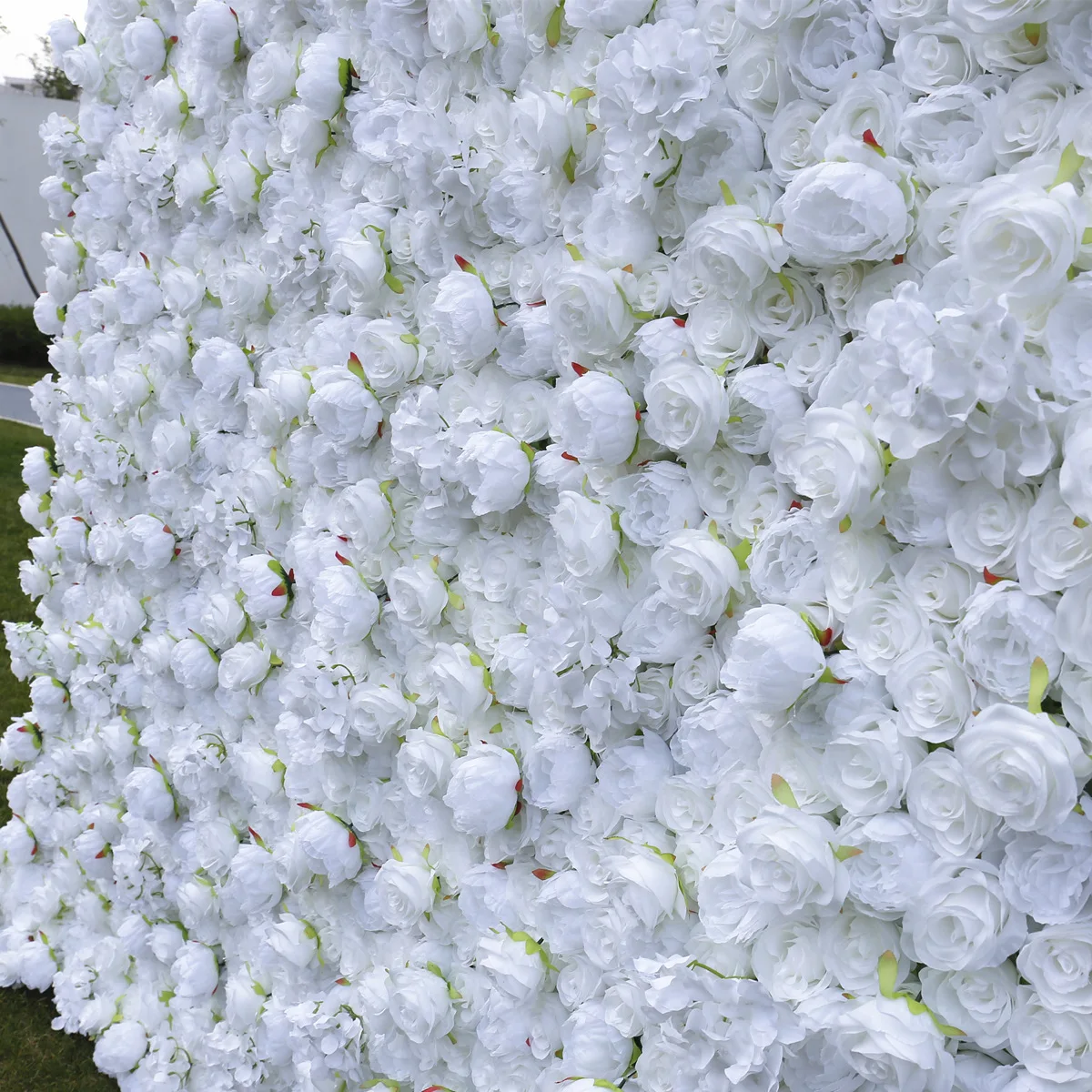 RSH Wedding Backdrop Decoration Silk Rose Hydrangea Peony Flowers Artificial Roll up 5d White Flower Wall