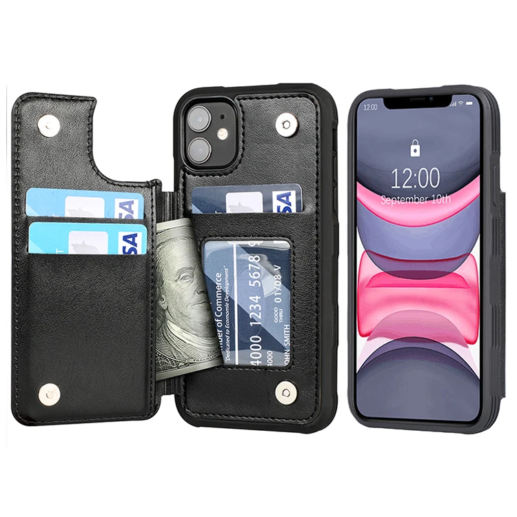 

Shock Proof Card Slot Pu Leather Flip Cell Phone Cases Wallet Cover For iPhone 12 13 Pro Max, Blue / pink / red / black