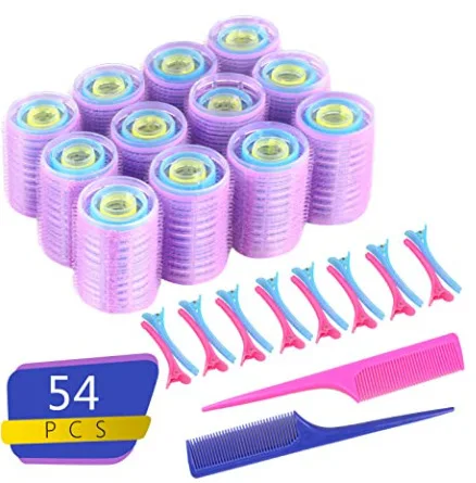 

BEAU FLY New Design 54pcs Salon Nylon Air Bang Wave Magic Hair Roller Curlers with Clips Combs Set, Mixed