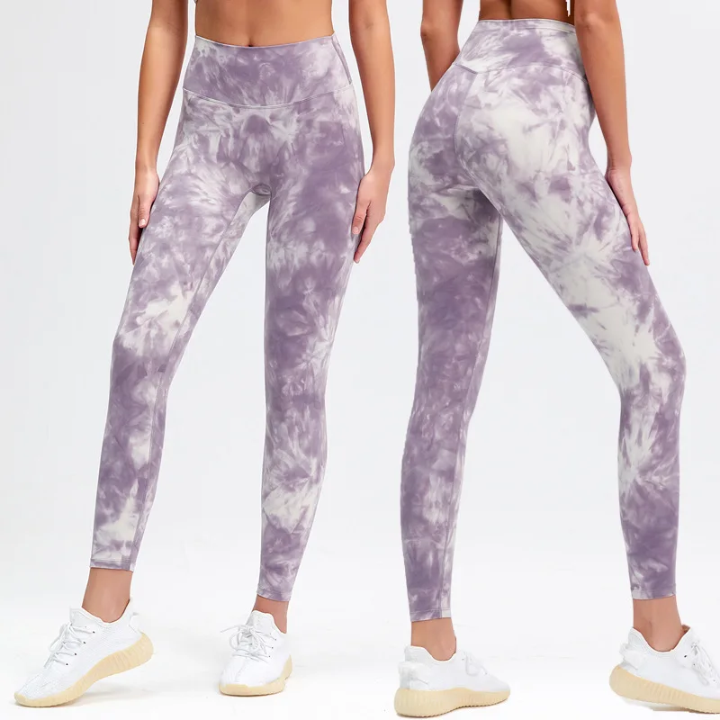 

Tie Dye Yoga Outfit Compression Seamless Leggings Four Ways Stretchy Workout Running Gym Tights