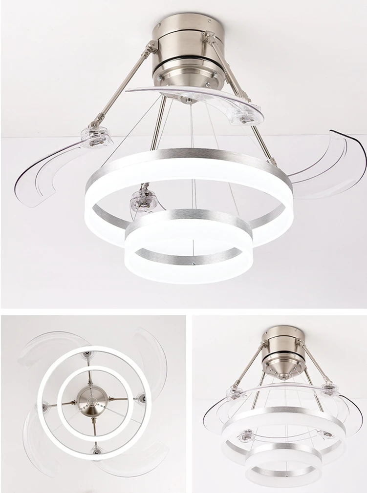 New style  indoor led ceiling fans light decorative ceiling mounted fan light with remote led fan light acrylic chandelier