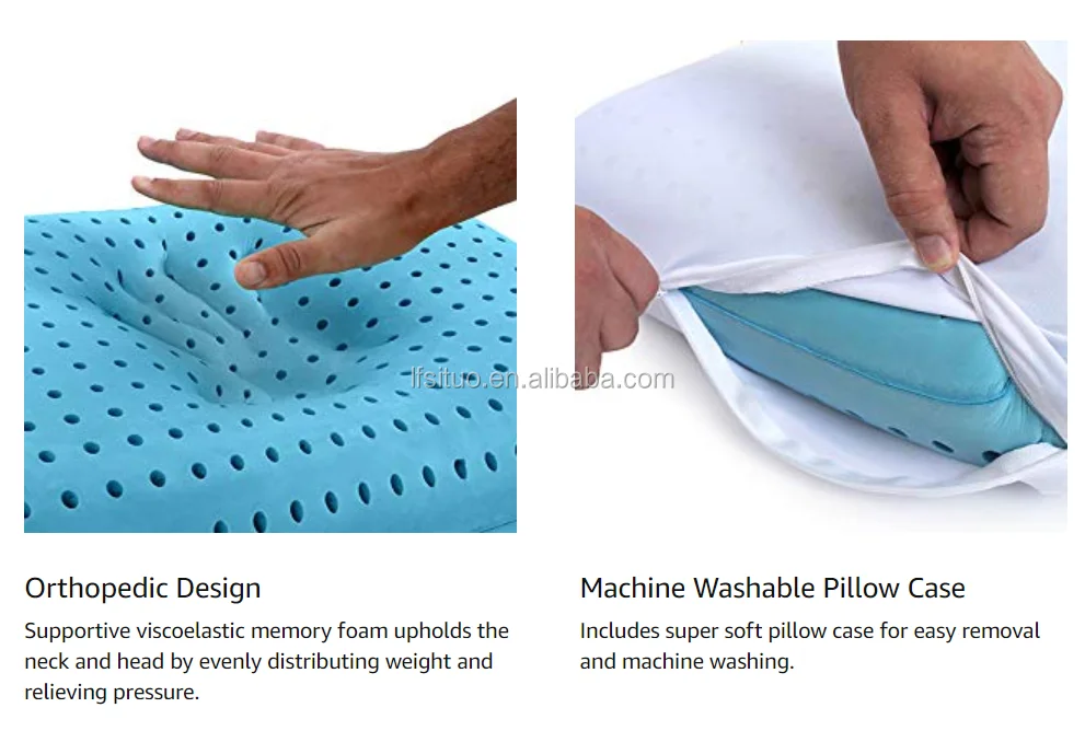 Blue Cooling Ventilated Punch Hole Memory Foam Infused With Cooling Gel ...