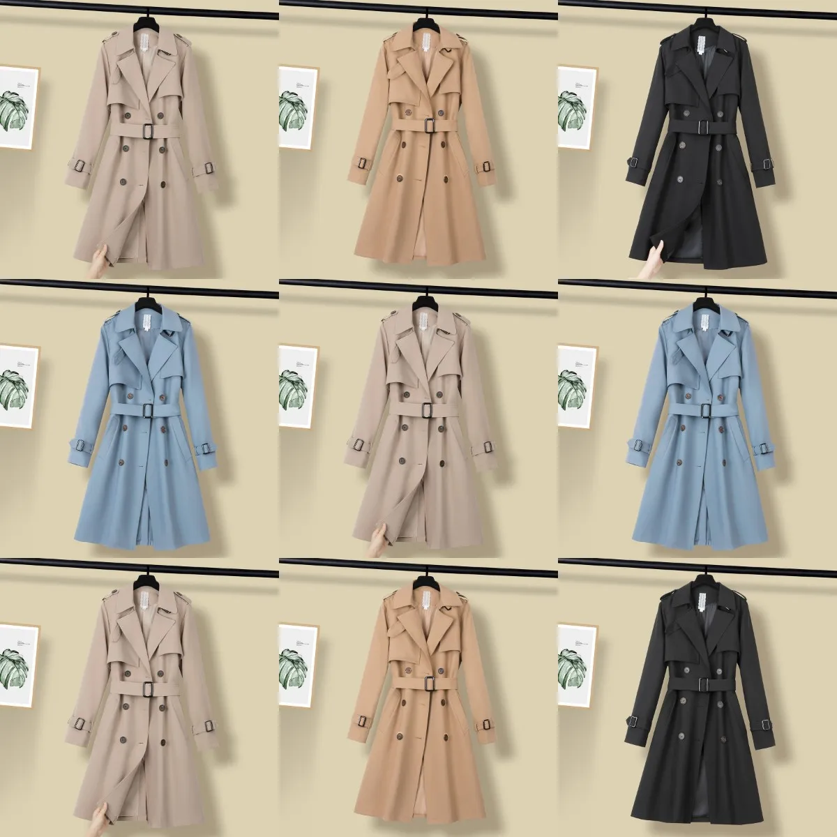 

Autumn long puffer jacket women sleeve wool coat women's plaid wool coat and pocket jacket women's jacket kurtka zimowa