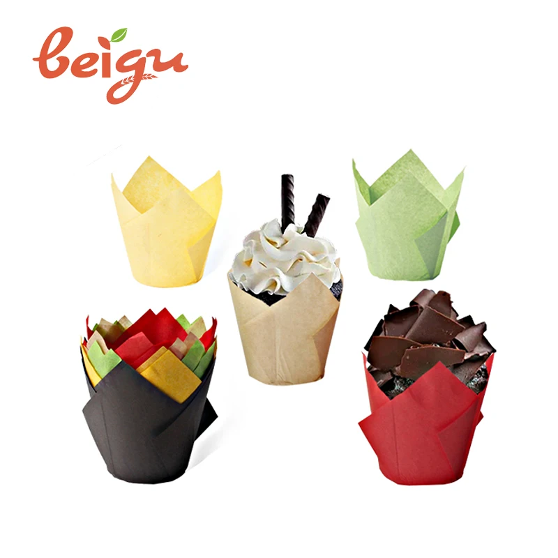 

Beigu cupcake liners disposable flower muffin tulip cup paper cupcake liners tulip greaseproof cake liners