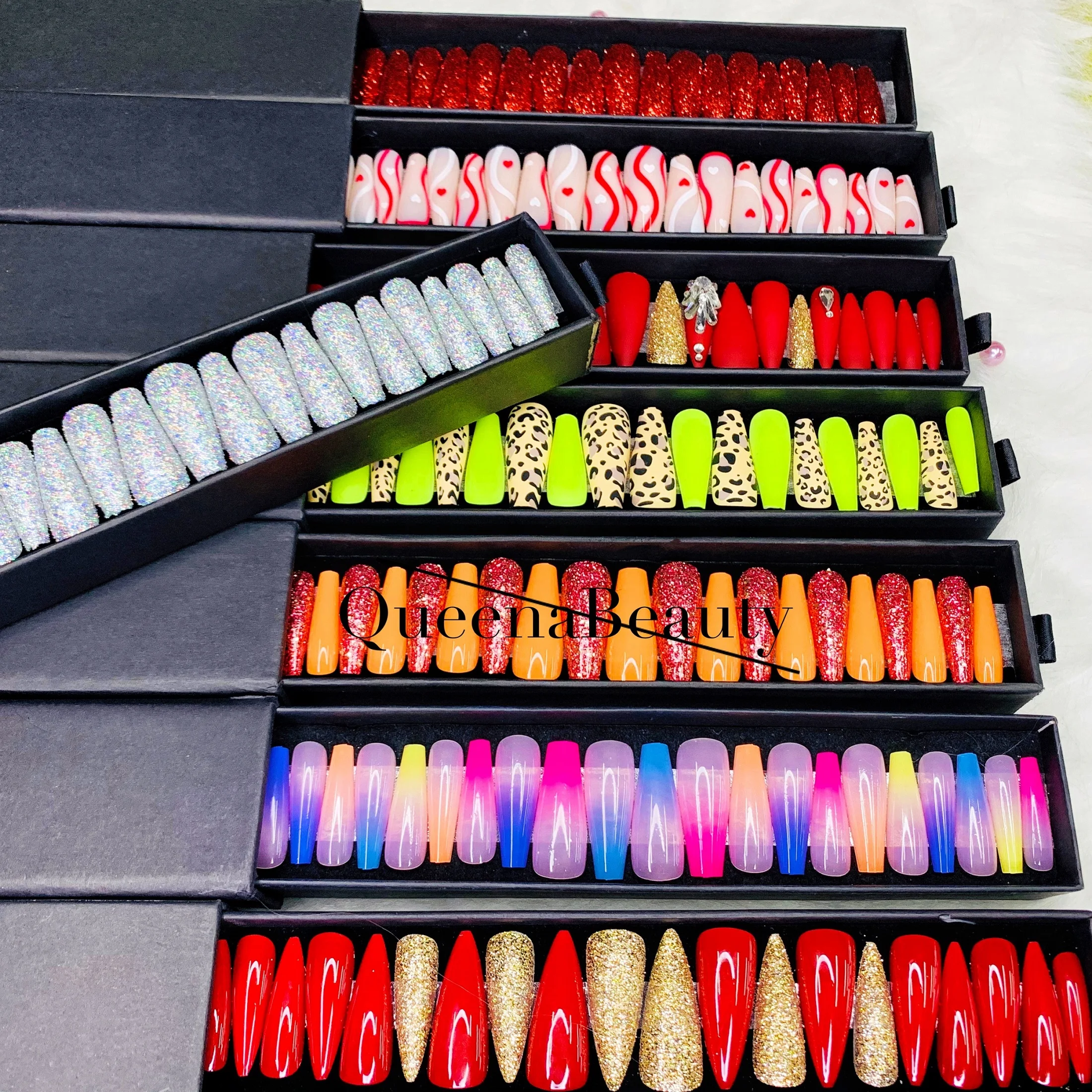 

Q Popular Manicure Long Ballet Press On Nails Fakes Nail In Artificial Fingernails, Colorful