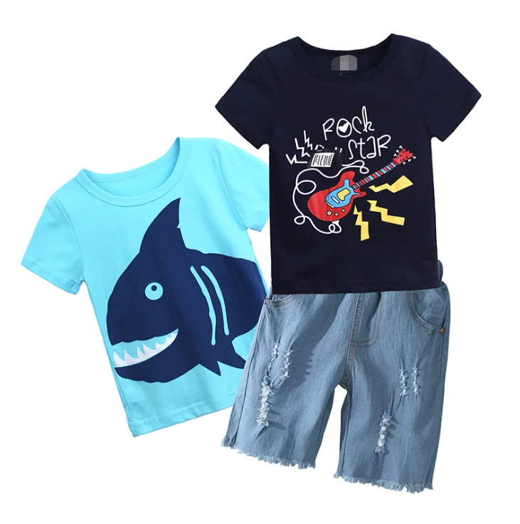 

Wholesale Summer Cartoon Fashion Outfits Children Kids Wear Clothing Sets Clothes For Boys