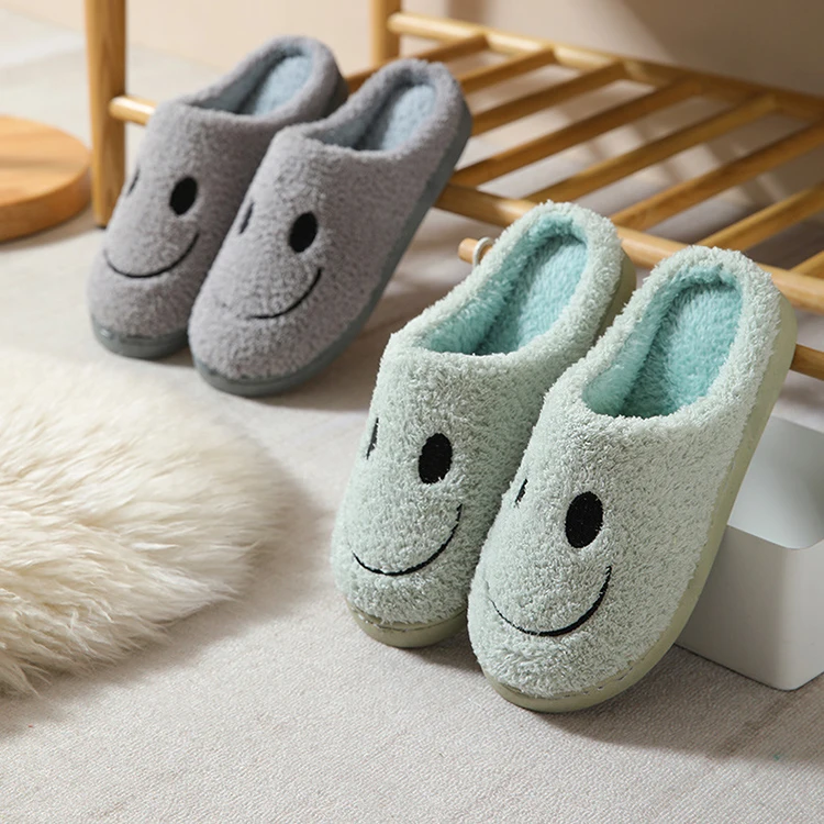 

Unisex Fashion Soft Funny Cute House Home Bedroom Indoor Happy Face Smiling Face Slippers Smile