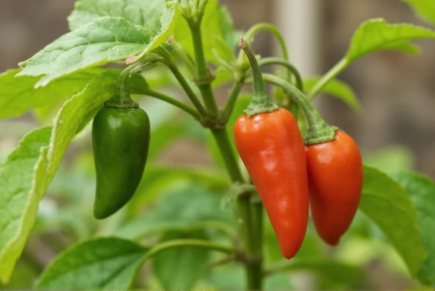 Close-up photograph of Pepper X chili peppers showing distinctive wrinkled texture and pointed tail on plant