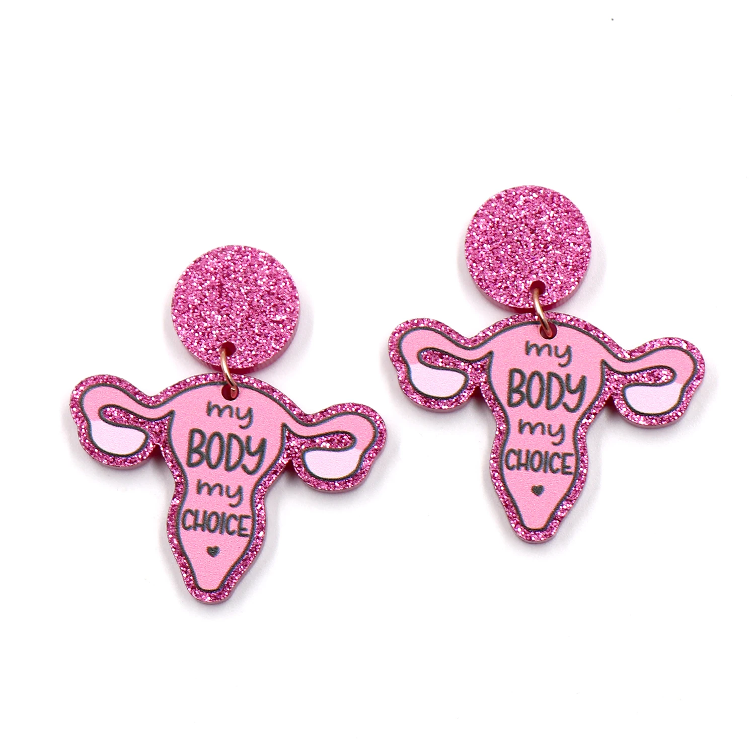 

ERS699ER1539 (1pair) Hot sale CN Drop Uterus feminist My Body My Choice women's acrylic earrings